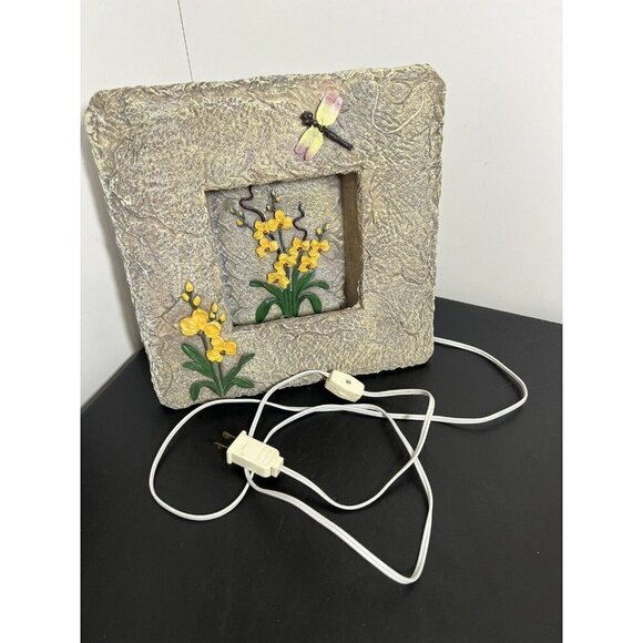 Vintage Slate Decorative Night Wall Lamp Standing Floral Butterfly Design 11” - Picture 10 of 12